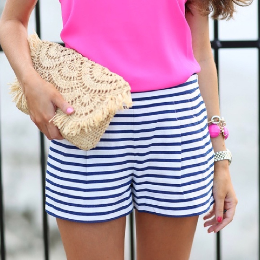 J. Crew Striped Pleated Shorts